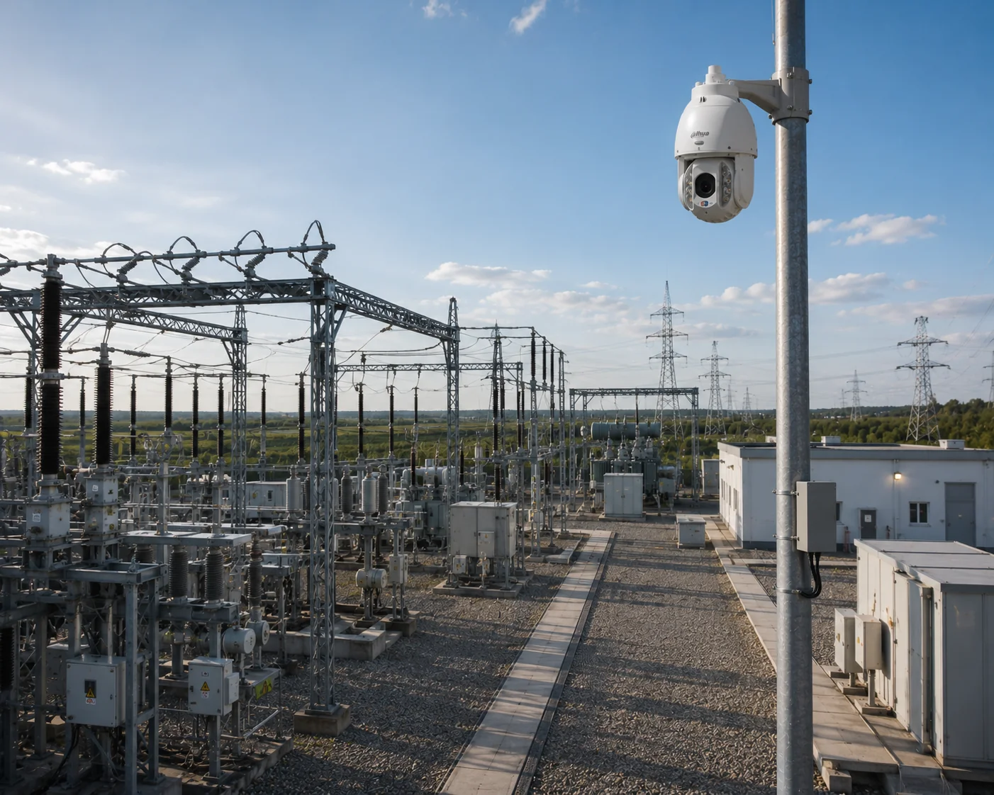 Umspannwerk mit PTZ-Kamera zur Perimeterüberwachung